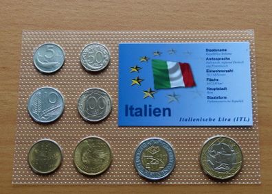 Italy Uncirculated vintage last coins pre euro collectors set | incl European map error coin