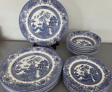 Plates Bowls Blue White Willow