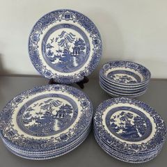 Plates Bowls Blue White Willow