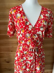 dress mini & Other Stories Printed Scallop Wrap Mini Dress Women's Red Floral size 10