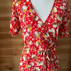 dress mini & Other Stories Printed Scallop Wrap Mini Dress Women's Red Floral size 10