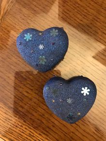 Two sparkly Blue Heart Shaped Trinket boxes