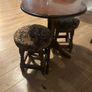 Small wooden bar table & 2 vintage stools Image 3
