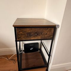 Set of Two: Wooden Tables with Drawers