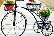 Tricycle Plant Stand Flower Pot Cart Bicycle Holder Rack for Home Garden Patio
