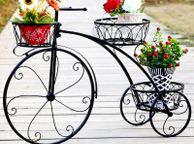 main image for ad Tricycle Plant Stand Flower Pot Cart Bicycle Holder Rack for Home Garden Patio