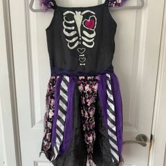 Girls Skeleton Dress Halloween Costume