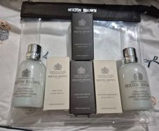 Molton Brown Bundle. 4 x fragrances, 2 x conditionr.and make up bag