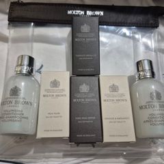 Molton Brown Bundle. 4 x fragrances, 2 x conditionr.and make up bag