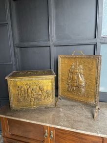 Brass fire screen / turf box