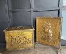 Brass fire screen / turf box