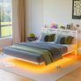 Floating Bed Frame with LED Lights and Charging Station Image 7