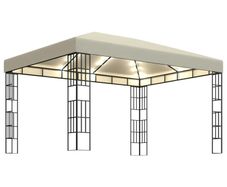 Gazebo with String Lights 3x4 m Cream
