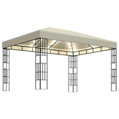 Gazebo with String Lights 3x4 m Cream