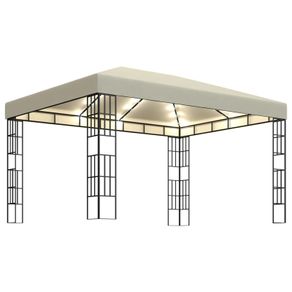 Gazebo with String Lights 3x4 m Cream