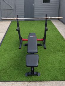 Bodymax Adjustable Bench & Rach + 15kg 6ft Olympic Bar