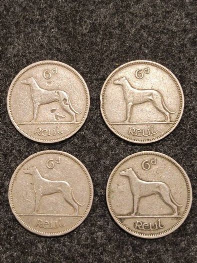 1940s Irish Sixpence SET 1942 Silver 1946 1947 1949 x2 Emergency Issue 7 Coins