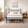 4ft6 Double Bed Frame Heavy Duty Steel Bed with Headboard and Footboard Black Metal Slat Support and 32cm Underbed Storage Space Easy Assembly, No Box Spring Needed, Platform Noise-Free Image 4