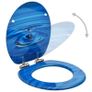 WC Toilet Seats with Soft Close Lid 2 pcs MDF Blue Water Drop Design Image 2