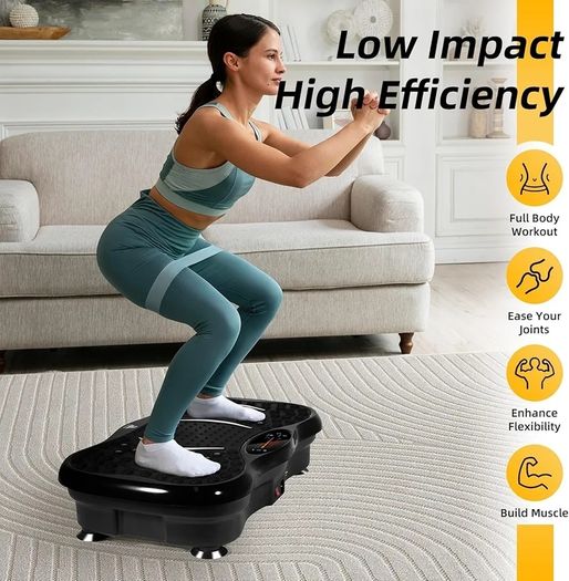 Vibration Plate Exercise Machine, Vibration Fitness Trainer with Bluetooth Speaker, 5 Program Modes, 2 Resistance Bands, Home Exercise Equipment for Fitness Body Toning
