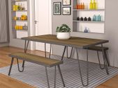 Outdoor Dining Set Paulette Charcoal Frame 5ft Garden Dining Table and 2 Benches 88192CNOEUK by Novogratz