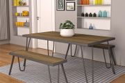 Outdoor Dining Set Paulette Charcoal Frame 5ft Garden Dining Table and 2 Benches 88192CNOEUK by Novogratz