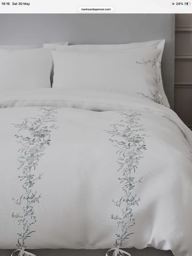 M&S embroidered bed linen set king size , new,
