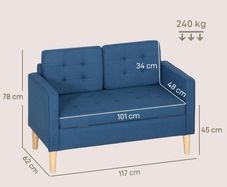 2-Seater Storage Sofa with Button Tufting,