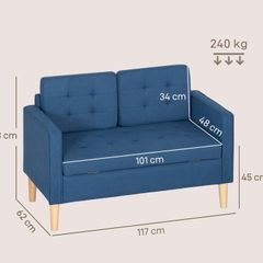 2-Seater Storage Sofa with Button Tufting,