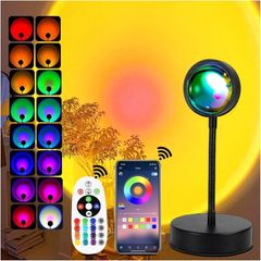 Sunset Lamp Led Lights for Bedroom Sunset Projection with APP, 16 Colors Night Light 360 Rotation Sun Lamp for Bedroom Decor and Aesthetic Room Decor Gifts for Women