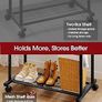 Clothes Rail - Double-Rod Rustproof Clothes Rack with Anti-Slip Stoppers, Shoes Shelf and Hooks, Multifunctional Hanging Rack for Laundry, Entryway, Bedroom, Shop, 73 x 42 x 150 cm, Black Image 5