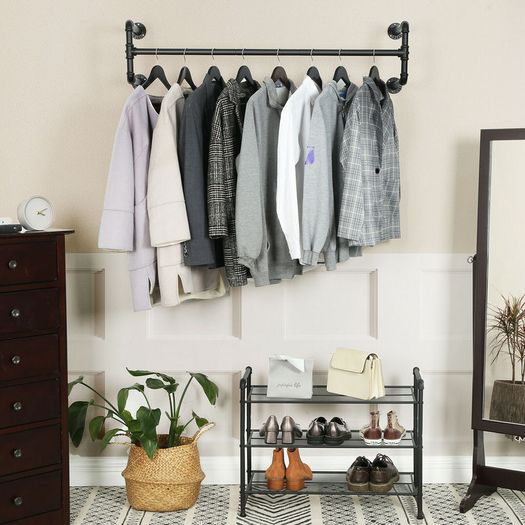 2 x Wall-Mounted Clothes Pipe Racks - FREE Nationwide Delivery