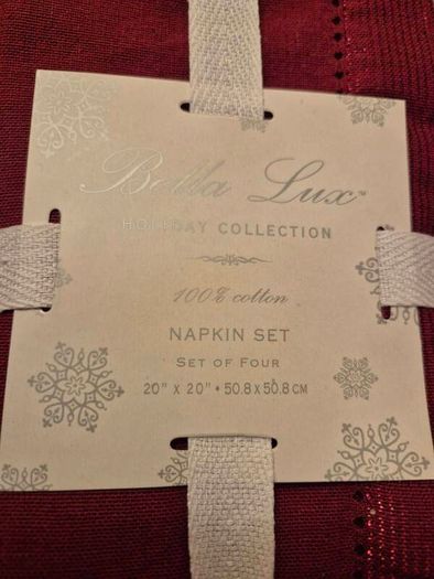 Bella Lux Holiday Collection 100% Cotton Napkin Set, AV