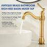 Antique Brass Vintage Retro Tall Tap for Bathroom Basin, High Rise Bathroom Sink Mixer Tap with 360 Swivel Spout, Brass Construction Basin Mixer Tap, Cloakroom Classic Countertop Image 3