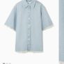 COS 100% Cotton Frayed Short-Sleeved Denim Shirt Jacket Light Blue Size EU34 UK8 Image 3