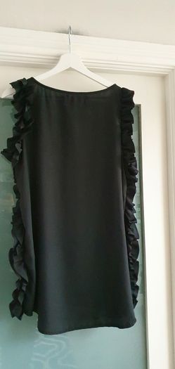 maggie & me black tunic / top with ruffle sides Sz L (10-14 UK)