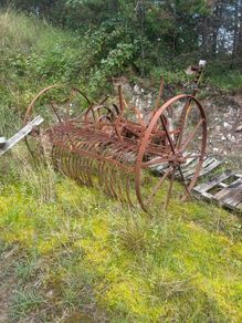 Horse drawn hay more and hay rack