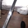 A Ceremonial Sword with Crown Gilt Metal Hilt with Coloured Stones, Etched Steel Blade and Black Scabbard with Gilt Mounts and Suspension Chain.  Postage Available on all my Items or Collection Stage or Movie Props Image 8