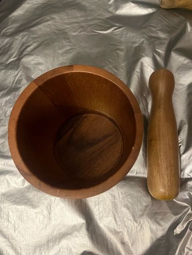 mortar and pestle acacia wooden hand made