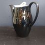 Stunning Vintage MCM 1950's Coffee Set for Six, Including Coffee Pot, by Johnson Bros, in Black and Cream with Pink Rose Detailing and Platinum Gilt Design Image 9