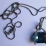 Navy Crystal Necklace, Midnight Blue Pendant Image 6