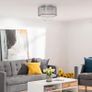 Modern Crystal Chandelier Flush Mount Ceiling Light with Drum Shade for Living Room Bedroom Dining Room Silver, 40cm Image 3