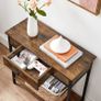 _Console Table, 2 Tier Entrance Table, with Chipboard Drawer and Shelf, 70 x 30 x 70 cm, Steel Frame, Industrial Style, Rustic Brown and Black Image 6
