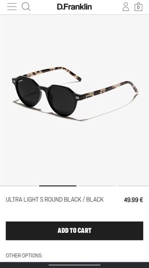 D.Franklin Ultra Light S Round Black / Black Sunglasses