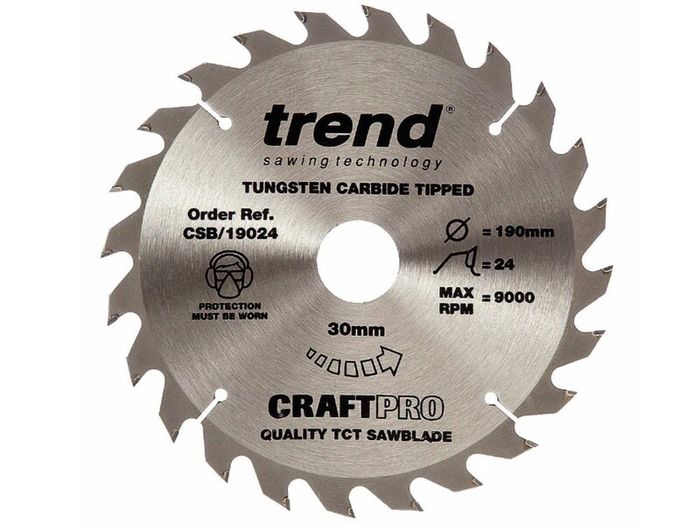 Trend Csb/19024tc Craftpro Saw Blade 190mm X 30mm X 24t (to Fit Dewalt Dcs575 54v)