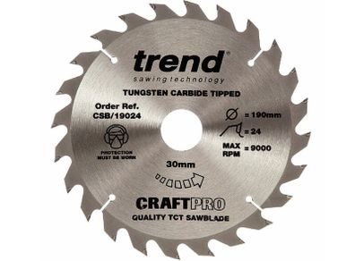 Trend Csb/19024tc Craftpro Saw Blade 190mm X 30mm X 24t (to Fit Dewalt Dcs575 54v)