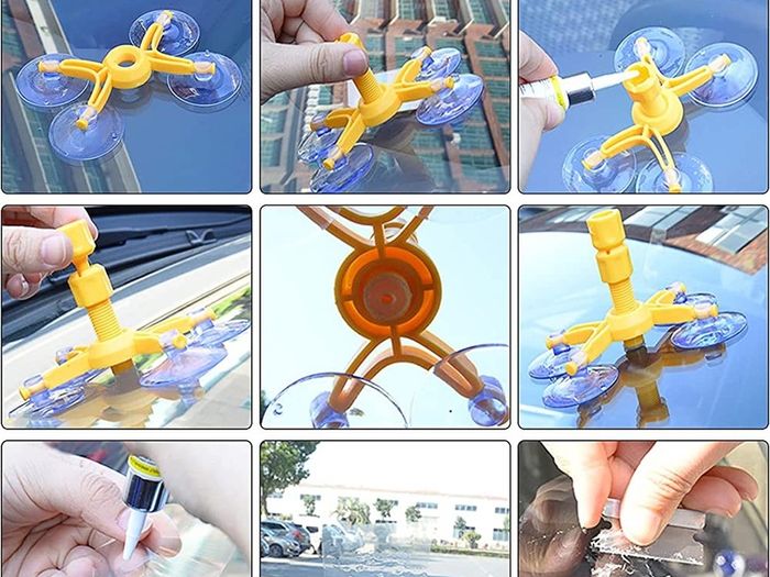 Windscreen Repair Kit, Car Windscreen Crack Repair Kit for Fix Auto Windscreen Glass Cracks/Scratch/Chips/Nicks/Half-Moon/Star-Shaped/Bulls-Eye (FREE POSTAGE)