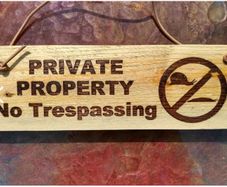 Backyard Garden Rustic Wooden Sign - Private Property No Trespassing