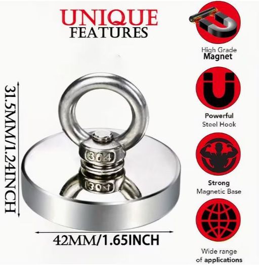 Sea And River Metal Retrieval Magnet, Includes 10 meters Rope, Suitable for Fishing, new, unopened.