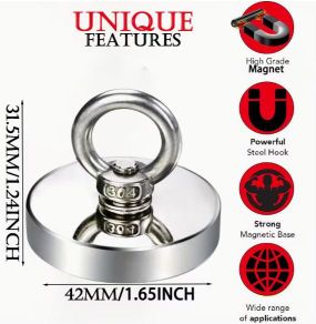 Sea And River Metal Retrieval Magnet, Includes 10 meters Rope, Suitable for Fishing, new, unopened.